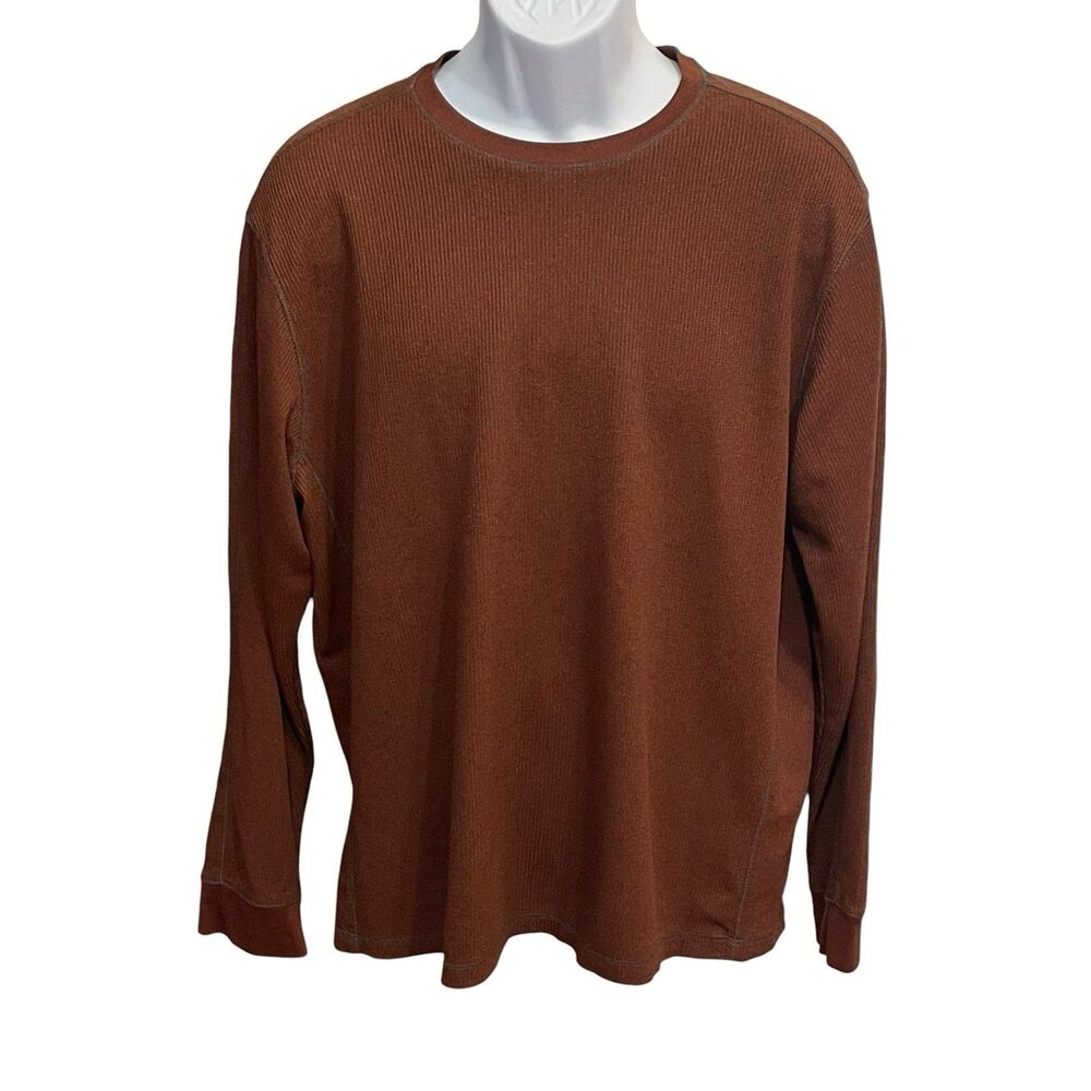 Roundtree & Yorke Performance Shirt Mens Thermal Henley Stretch Brown Bronze XL